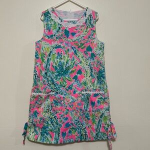 Lily Pulitzer pearl shift dress gator trim and print vibrant kid girl size 8